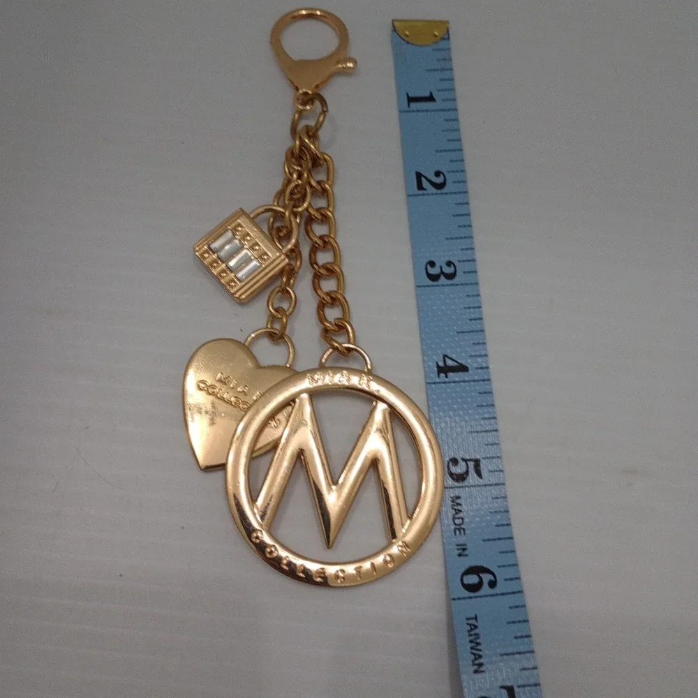 MIAK Collection Gold Tone Logo Charm Keychain‎ Bag Accessory